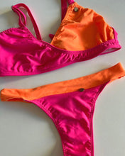 Load image into Gallery viewer, KENDALL TRIANGLE BIKINI TOP - PINK &amp; ORANGE
